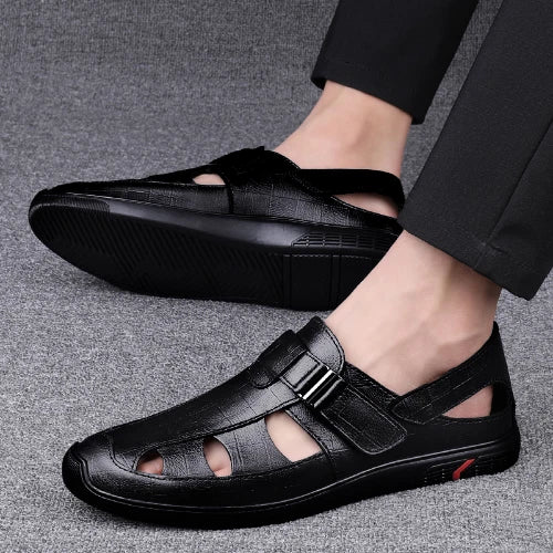 Men's Leather Sandals Beach Shoes Sports Leisure Sandals Outdoor Men's Slippers