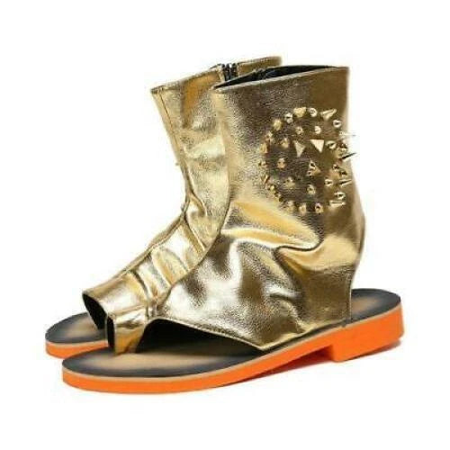 Rivet Gladiator Men's Leather Shoes Sandals High Top Boot Roma Open Toe Clip Toe