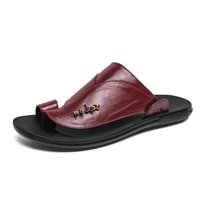 Summer Business Men's Leather Sandals Slippers Formal Outdoor Beach Shoes