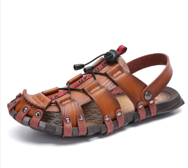 Summer Mens Outdoor Beach Casual Hollow Out Rivet Flats Slippers Sandals Shoes