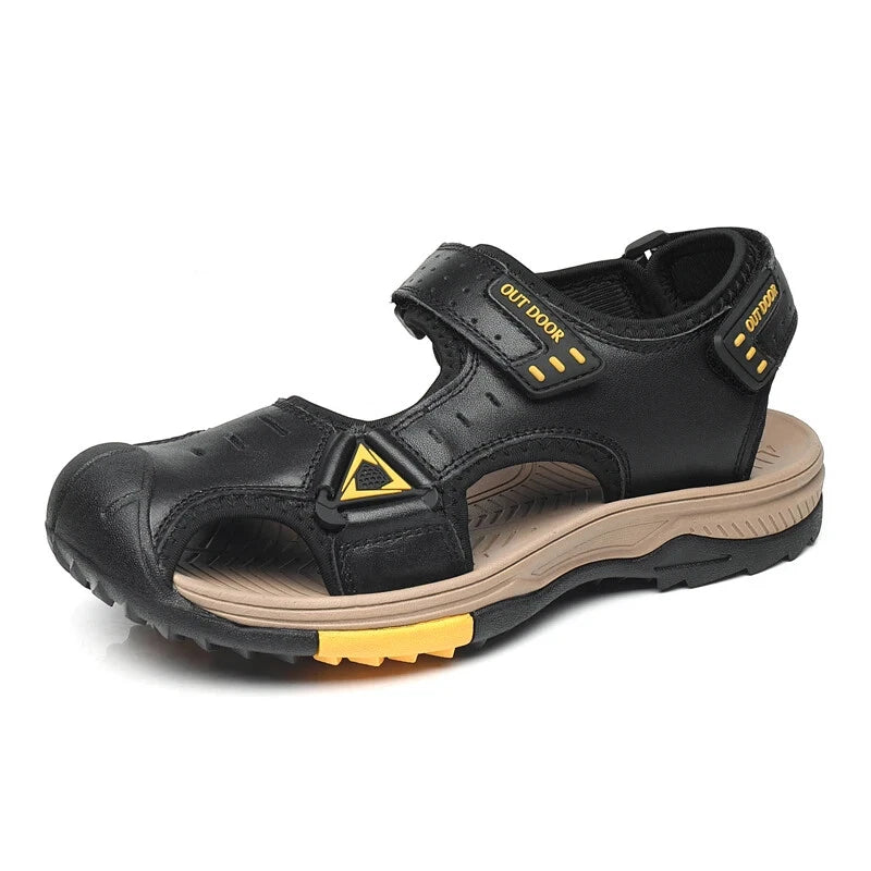 Summer Beach Men's Sandals Leather Outdoor Non-slip Wading Shoes Casual Slippers