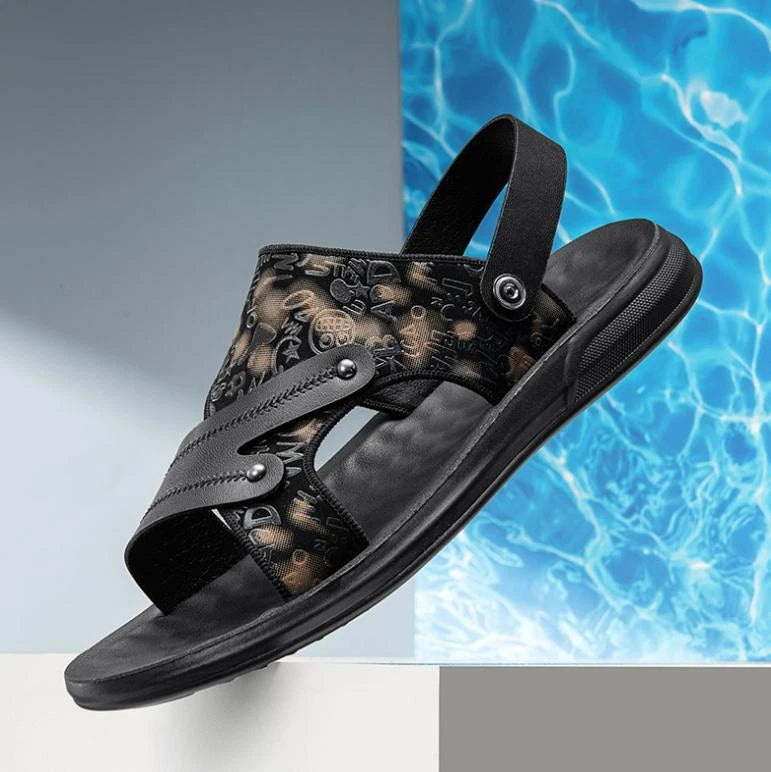 Mens Summer Open Toe Slip On Sandals Soft Slipper Casual Beach Pump Dad Shoe