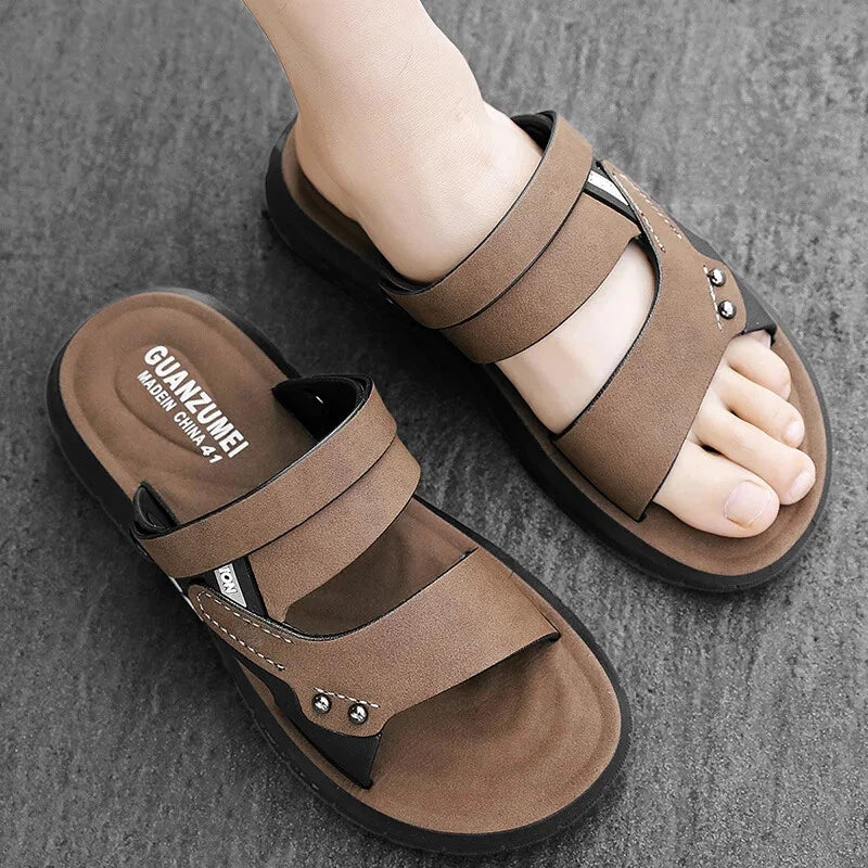 Men Lightweight Beach Sandals Summer Slippers Slip On Flats Slides Casual Shoes