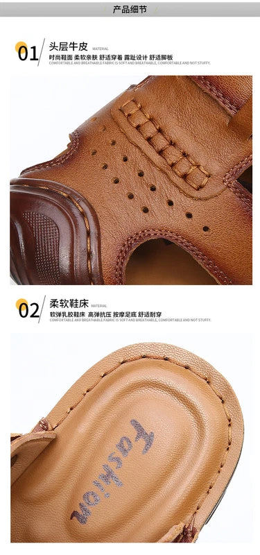 Men's Closed Toe Hollow Out Buckle Slingback Slippers Sandals Summer Beach Shoes