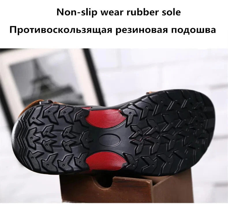 Casual Men's Leather Soft Sandals Comfortable Shoes Summer Beach Slippers Size13