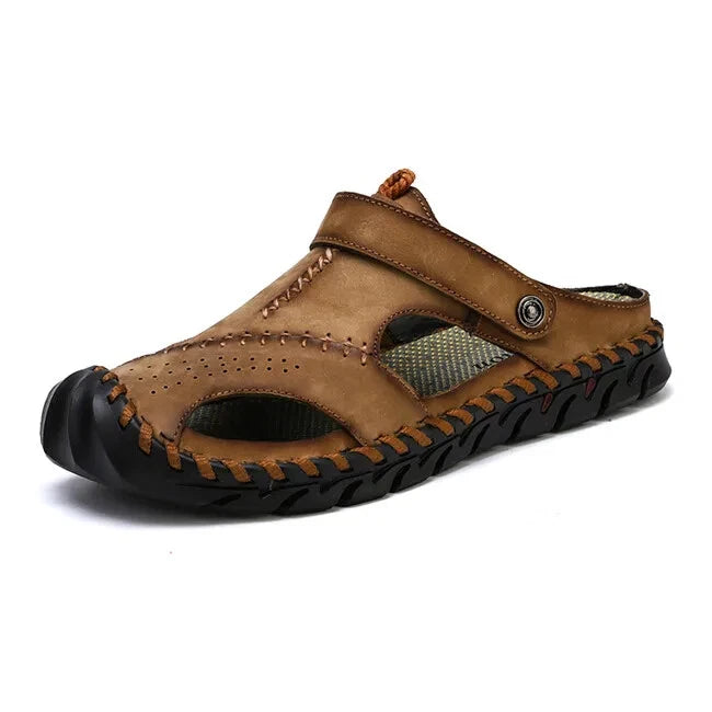 Leather Men's Sandals Summer Beach Slippers Casual Outdoor Shoes Big Size 13
