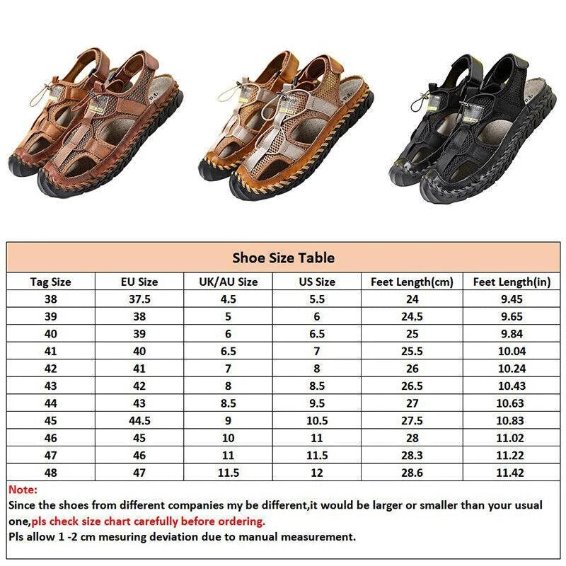 Summer Men's Anti-Slip Hiking Sandals Outdoor Breathable Closed Toe Beach Shoes