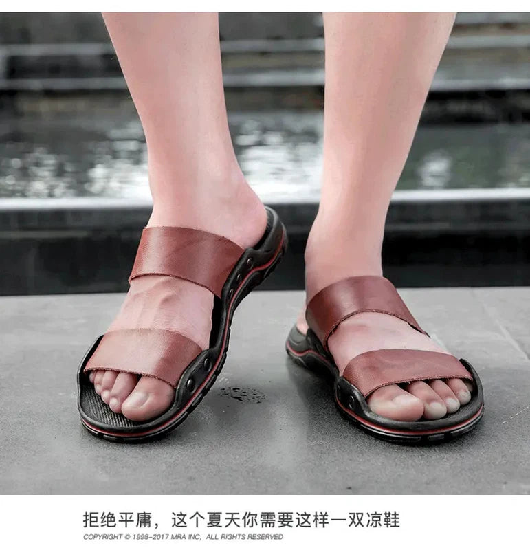38-48 Sz Mens Open Toe Slip on Slippers Sandals Beach Holiday Summer Flats Shoes