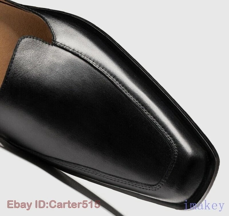 Men's Closed Toe Buckle Square Toe Breathable Leather Roman Sandals Casual Shoes