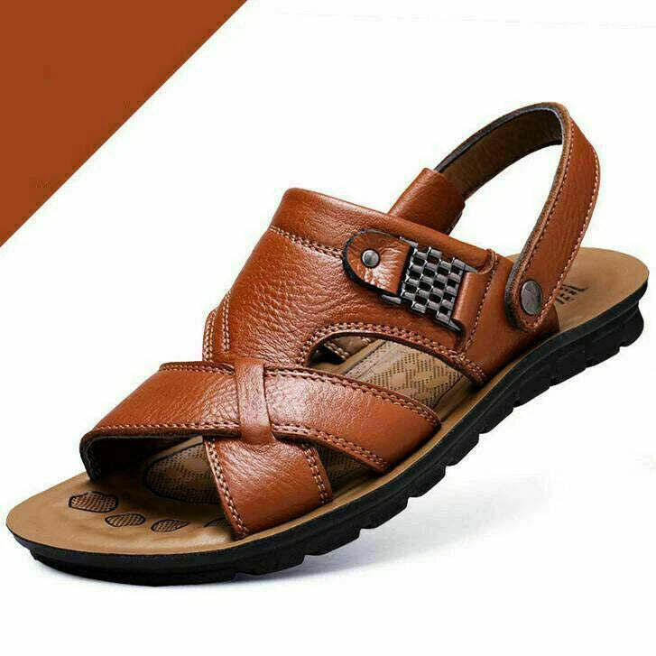 Men's Faux Leather  Sandals Peep Toe Slippers Casual Shoes Plus Sz