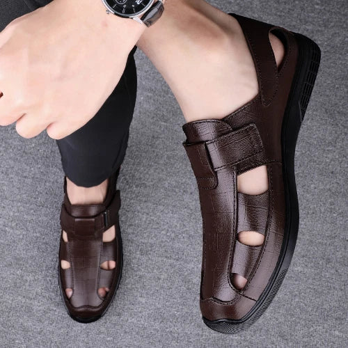Men's Leather Sandals Beach Shoes Sports Leisure Sandals Outdoor Men's Slippers