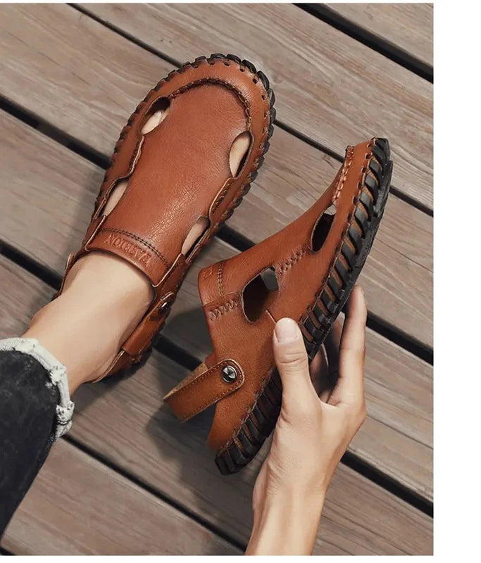 38-48 Mens Closed Round Toe Slingback Sandals Slippers Beach Holiday 2 Ways Wear