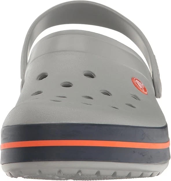 CROCS UNISEX ADULT CROCBAND CLOG - SIZE: MEN 6 WOMEN 8 - LIGHT GRAY/NAVY