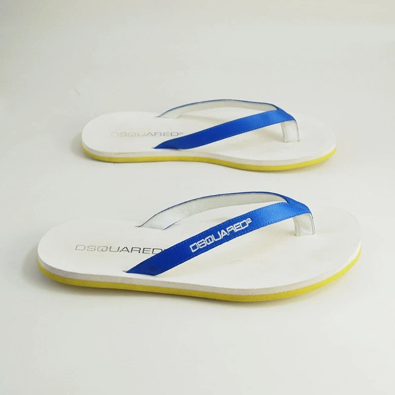 Dsquared2 Thong Slides Sandals Blue Leather Mens Shoe Size US 7 EU 40