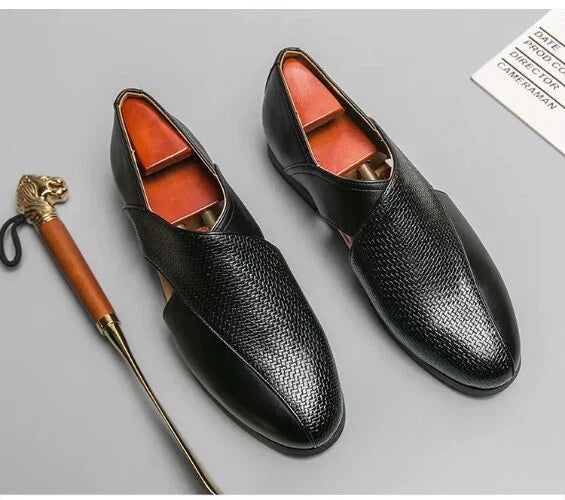 Mens Hollow Out Sandals Summer Breathable British Woven Leather Sandals Sz