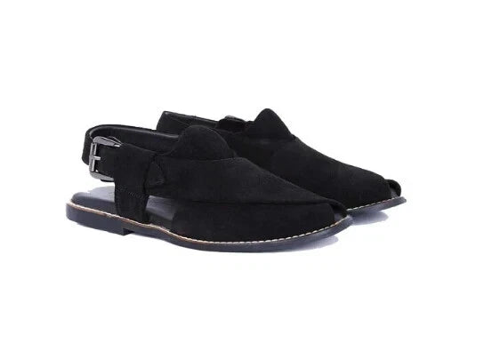 New Men's Handmade Mustard Black Peshawari Chappal Pure Suede Men's Sandals Men