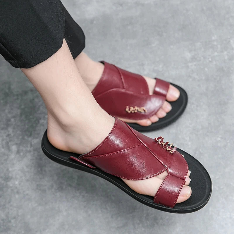 Summer Business Men's Leather Sandals Slippers Formal Outdoor Beach Shoes