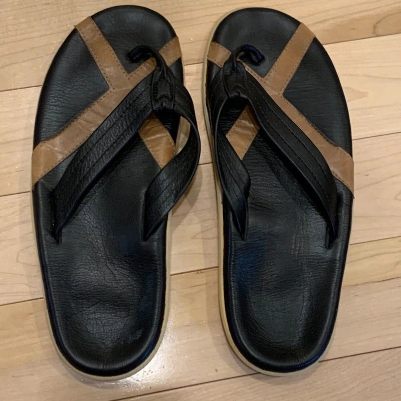 Island Slipper x  Kaws Men’s 11 OF Hand Made Leather Sandals Flip Flops Thongs