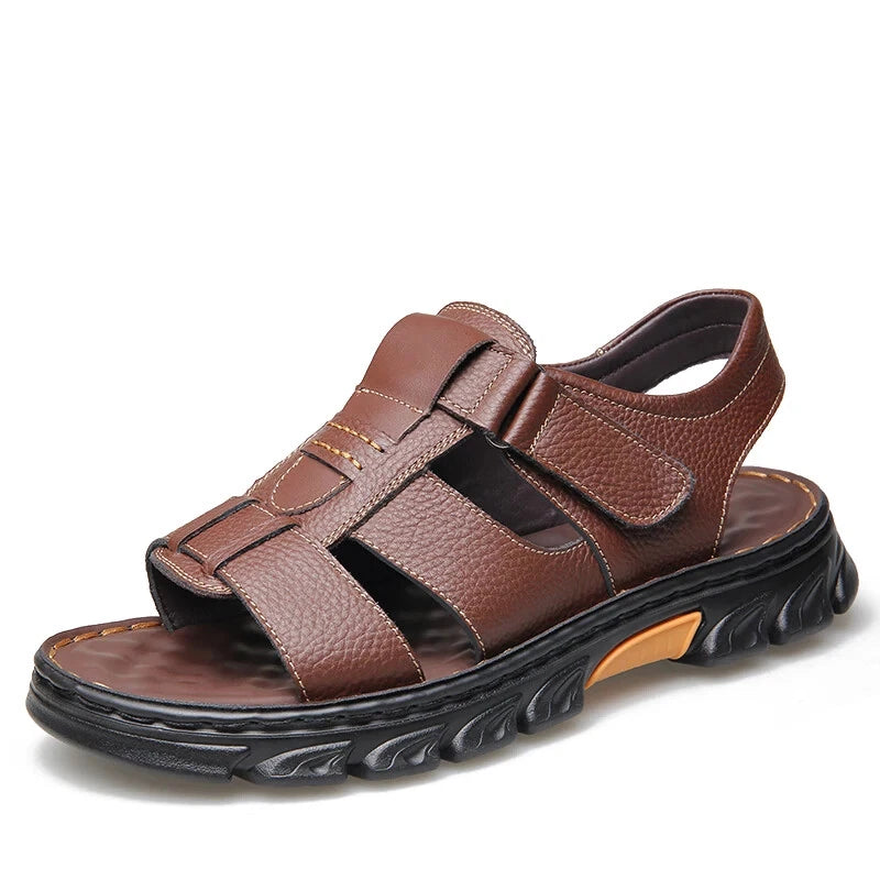 Summer men's Soft Leather Sandals Lightweight Outdoor Comfort Beach Casual Shoes