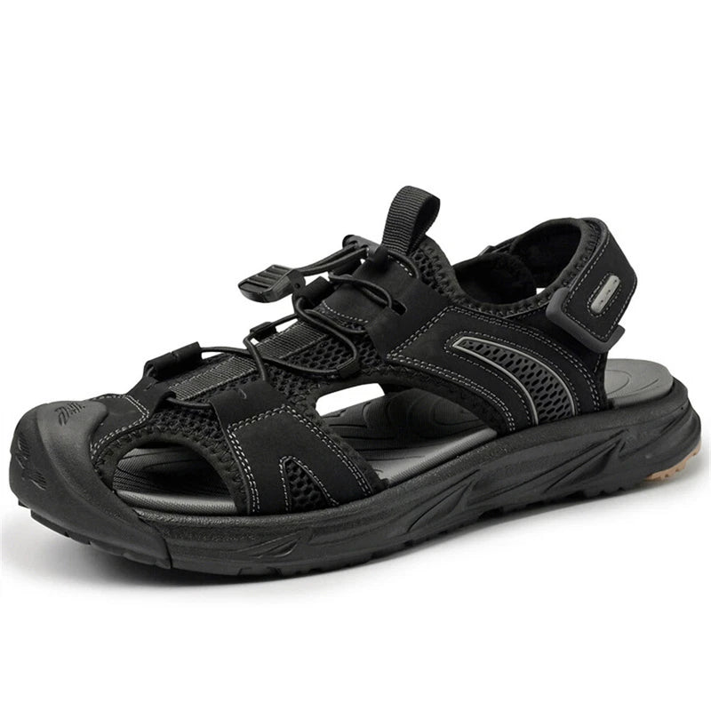 Men's Sandals Leather Hiking Slides Sport Slippers Fisherman Beach Shoes