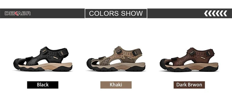 Fashion Casual Men Shoes Genuine Leather Soft Beach Sandals Breathable Slippers