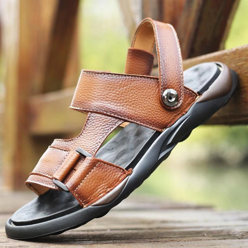 Men's Summer Comfort Retro Casual Sandals Hollow Out Flat Shoes Beach Slippers