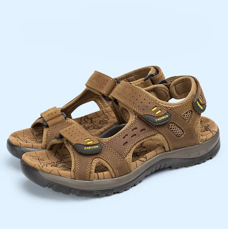 Summer Leisure Men's Shoes Beach Sandals Leather Comfortable Slippers Big Size13