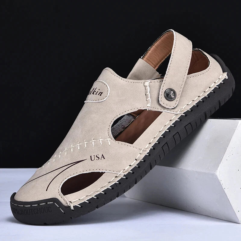 Men Casual Shoes Hollow Breathable Sandals Slip On Flats Slippers Beach Shoes
