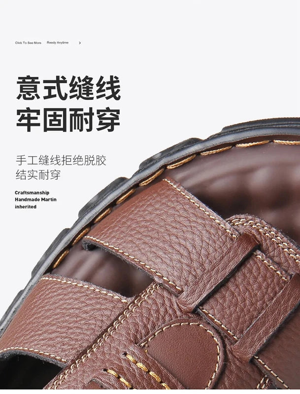 Summer men's Soft Leather Sandals Lightweight Outdoor Comfort Beach Casual Shoes