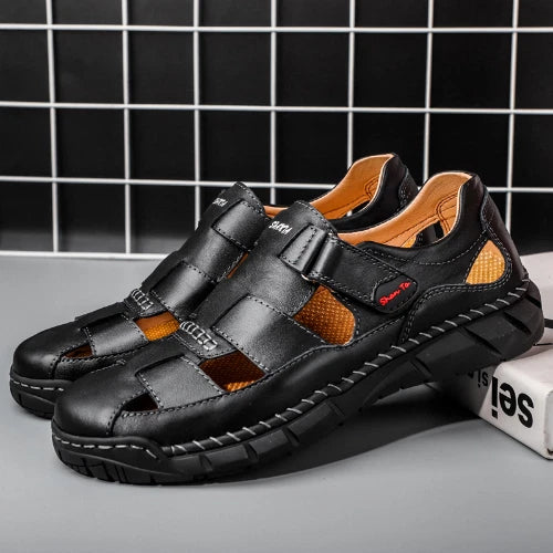 2023 Men's Sandals Leather Outdoor Shoes Cowhide Beach Shoes Slippers