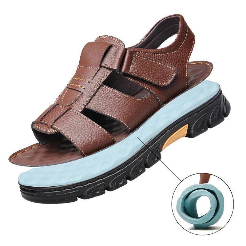 Men's Beach Shoes Summer Sandals Slippers Outdoor Thick-soled Flats Footwear