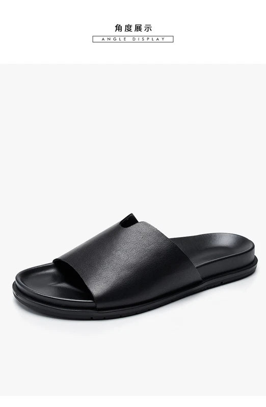 Mens Open Toe Real Leather Sandals Slipper Outdoor Beach Holiday Shoes Summer Sz