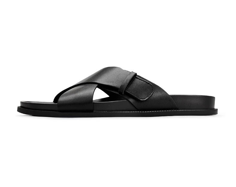 Men Cowhide Casual Slipper Summer Outdoor Breathable Genuine Leather Beach Shoes