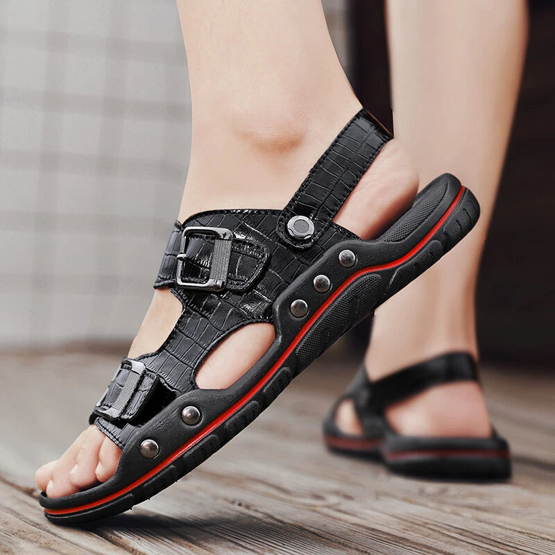 Men Summer Beach Sandals Outdoor Water Shoes Buckle Strap Casual Slippers Slide