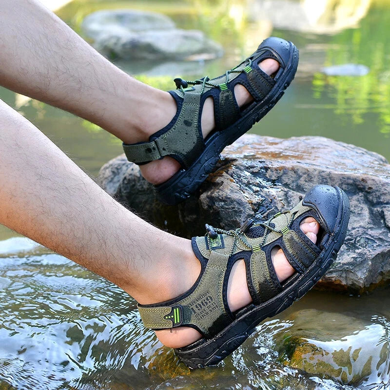 Male Casual Outdoor Sandals Summer Breathable Flat Beach Shoes Comfort Slippers