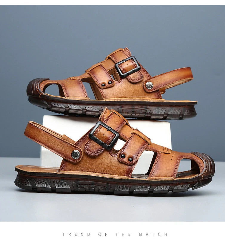 Men's Closed Toe Hollow Out Buckle Slingback Slippers Sandals Summer Beach Shoes