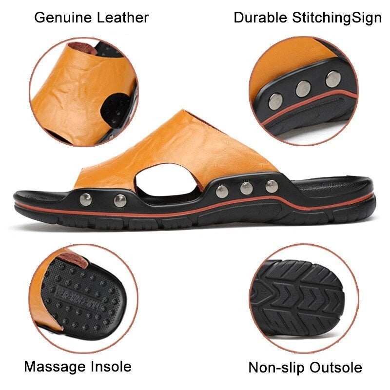 Men Slippers Slip on Flats Slides Beach Sandals Casual Shoes Big Size 38-48