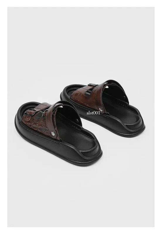 Mens Thick Soled Sandals Slipper Open Toe Outdoor Fashion Summer Slingback Beach