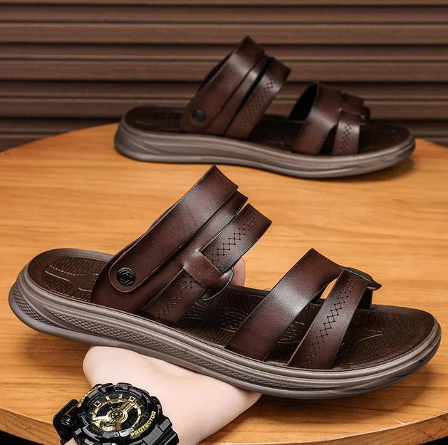 Men's Summer Beach Sandals Shoes Outdoor Casual Flats Peep Toe Slippers Fashion