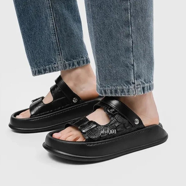 Mens Thick Soled Sandals Slipper Open Toe Outdoor Fashion Summer Slingback Beach