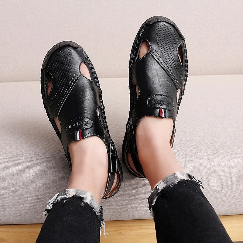 Summer Men's Leather Sandals Water Shoes Casual Fisherman Beach Slippers Driving