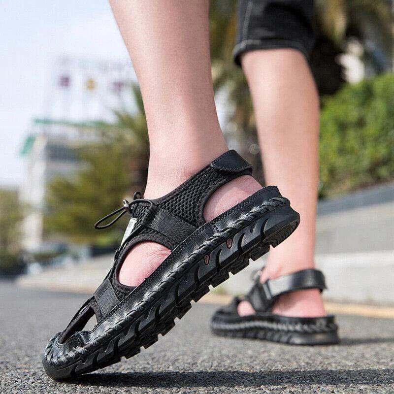 Summer Men's Anti-Slip Hiking Sandals Outdoor Breathable Closed Toe Beach Shoes
