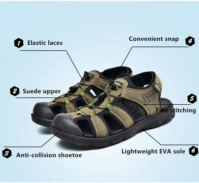 Male Casual Outdoor Sandals Summer Breathable Flat Beach Shoes Comfort Slippers
