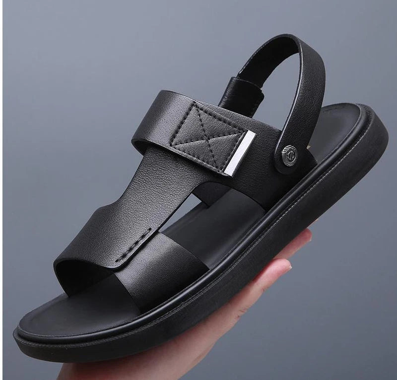 Men Open Toe Faux Leather Beach Sandals Non-slip Casual Outdoor Slipper Shoes SZ
