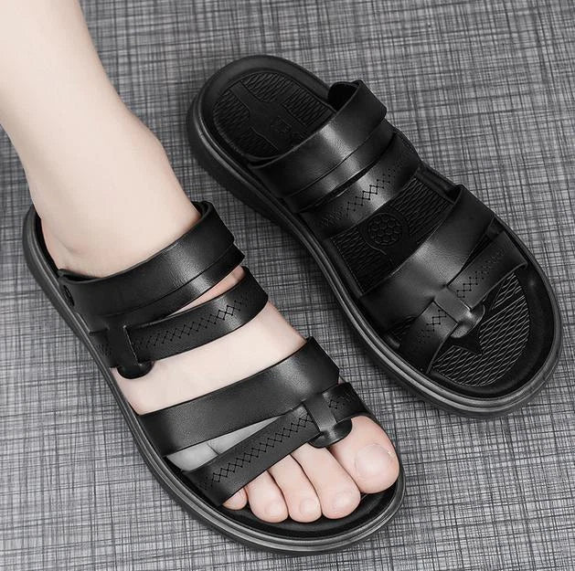 Men's Summer Beach Sandals Shoes Outdoor Casual Flats Peep Toe Slippers Fashion