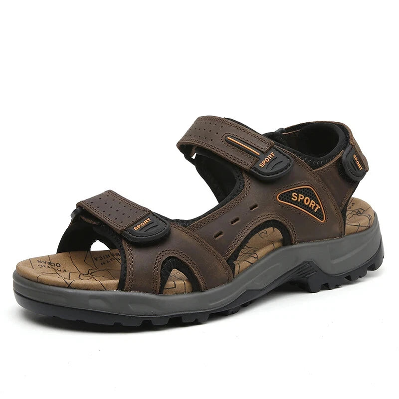 Summer Men's Shoes Soft Breathable Sandals Leather Outdoor Beach Comfy Slippers