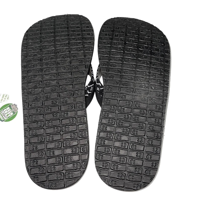 Sanuk Flip Flops Mens Black Canvas Comfort Sandals Slipper Beer Cozy Light Funk