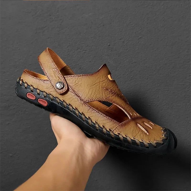 Men Soft Breathable Leather Sandals Light Outdoor Casual Slippers Summer Shoes