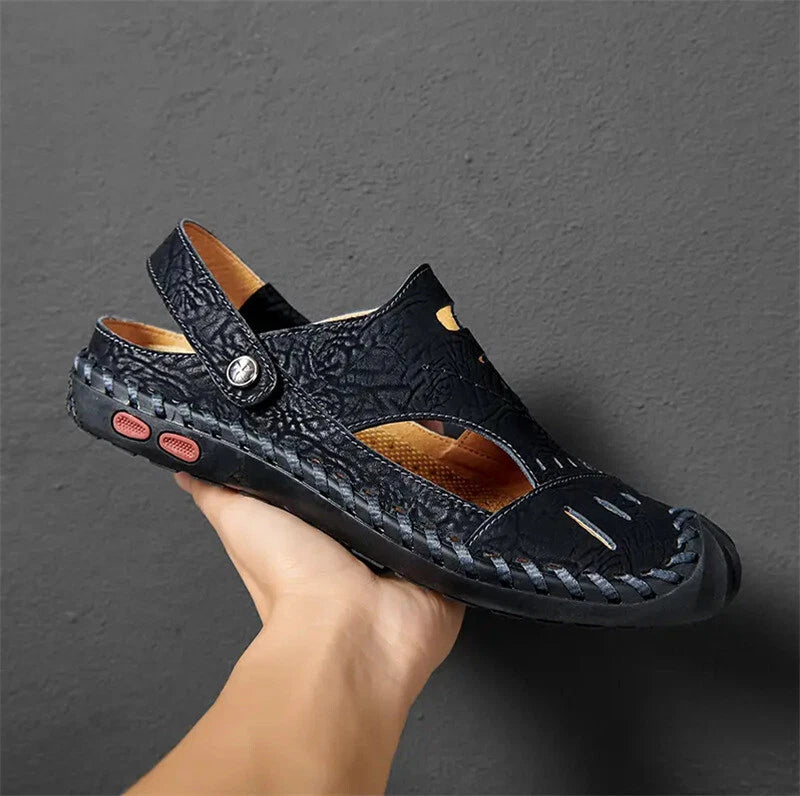 Men Soft Breathable Leather Sandals Light Outdoor Casual Slippers Summer Shoes