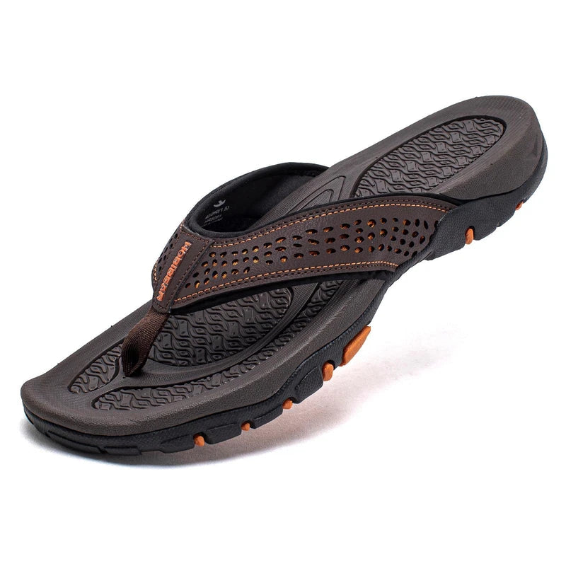 New Mens Flip Flops PU Leather Slippers Beach Sandals Comfort Casual Shoes Size